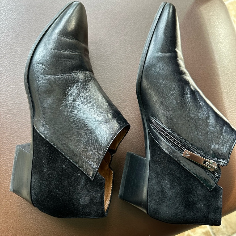 AQUAITALIA Black Leather/suede ankle booties US8 - Picture 3 of 7
